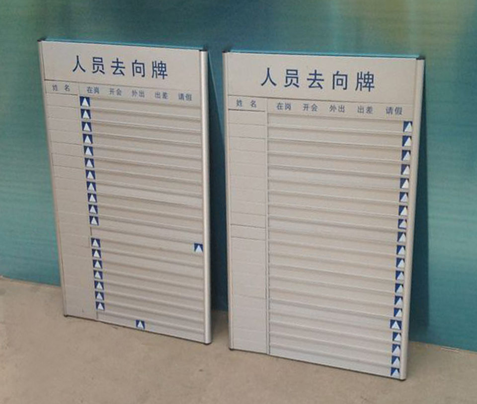 铝型材工作人员去向牌