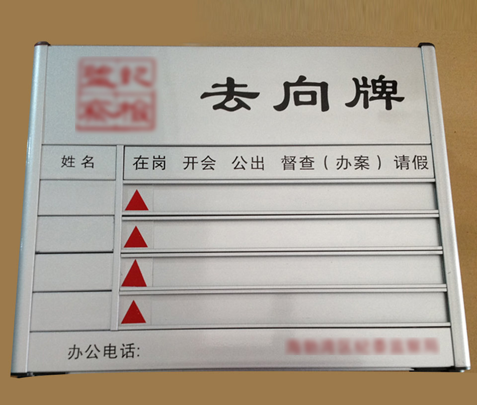 单位人员去向牌